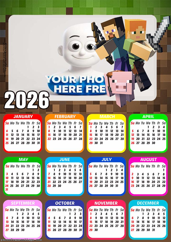 Calendar 2026 Photo Frame Minecraft
