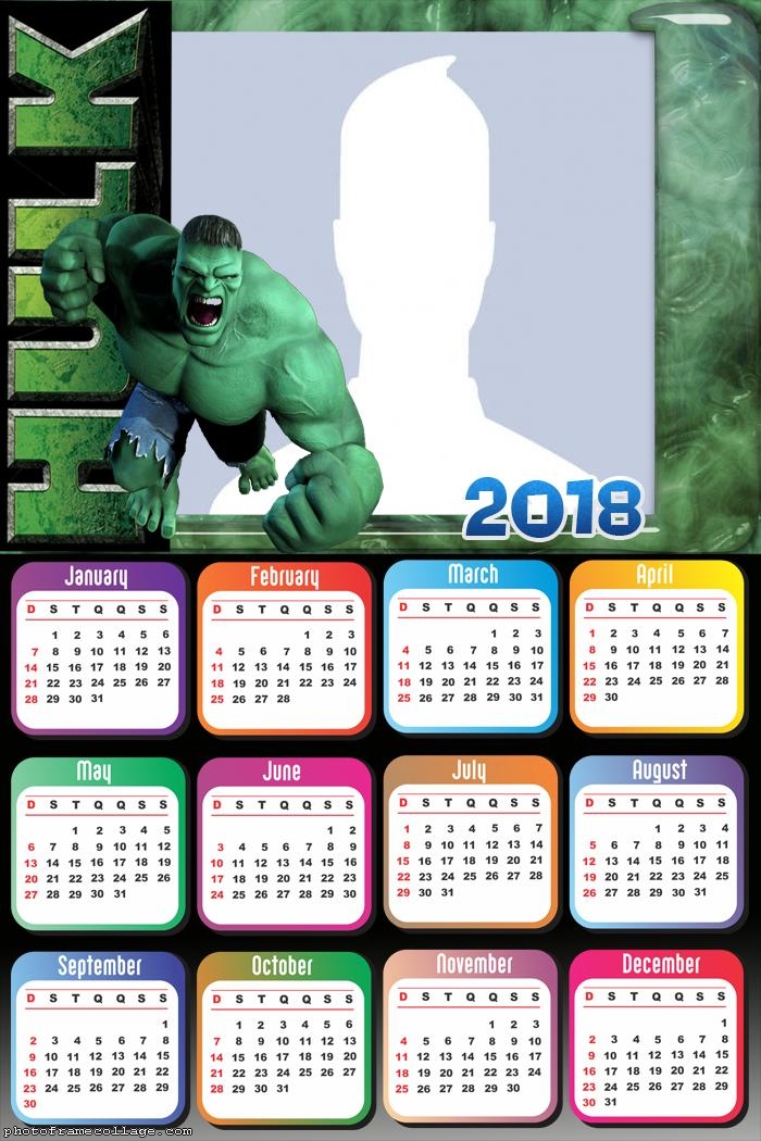 Calendar 2018 Hulk