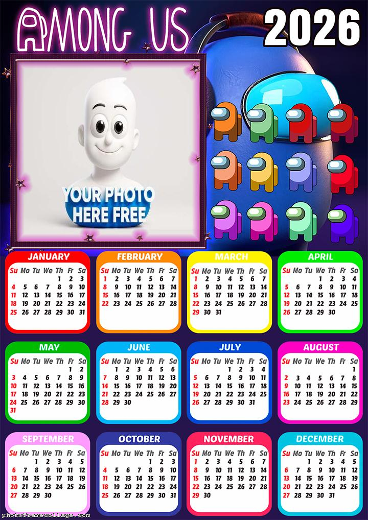 Calendar 2026 Among Us Framing for Pictures