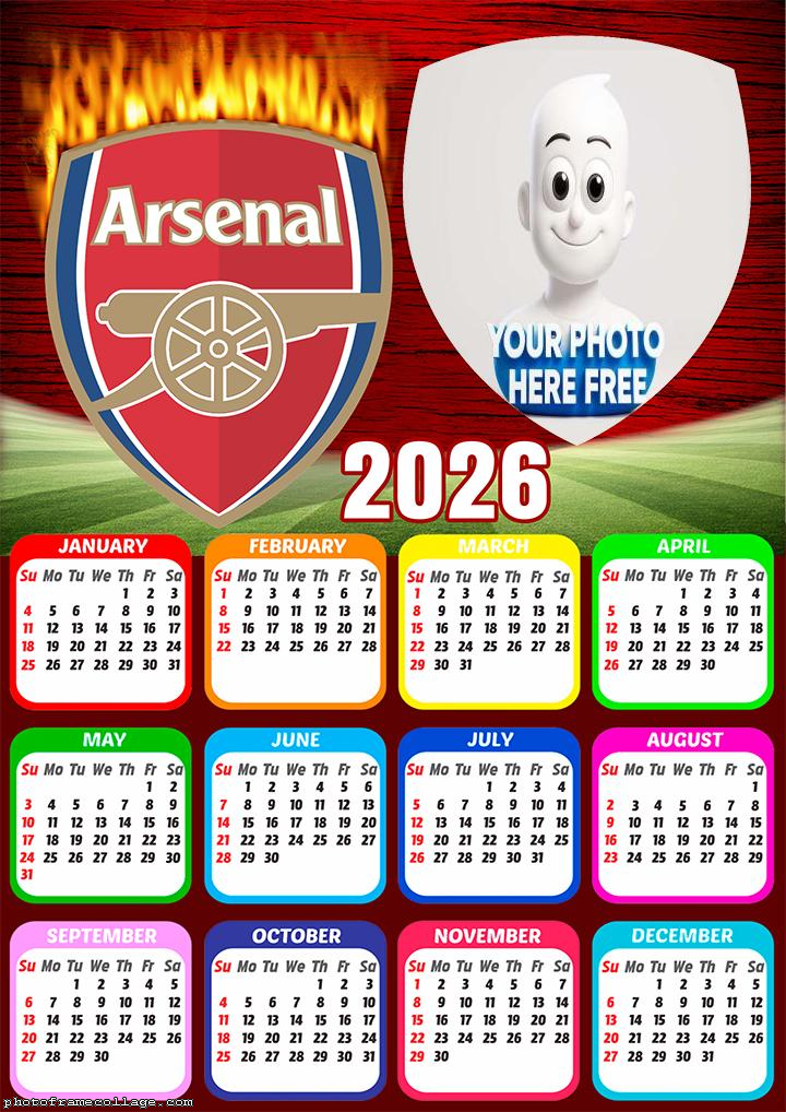 Calendar 2026 Arsenal Photo Frames Online