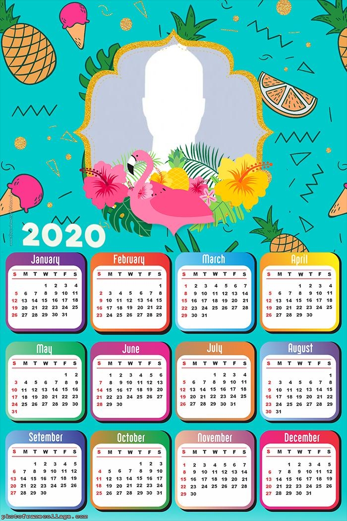 Photo to Collage Flamingo Calendar 2020