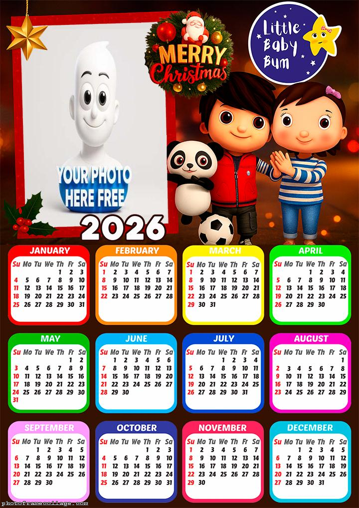 Calendar 2026 Merry Christmas Little Baby Bum
