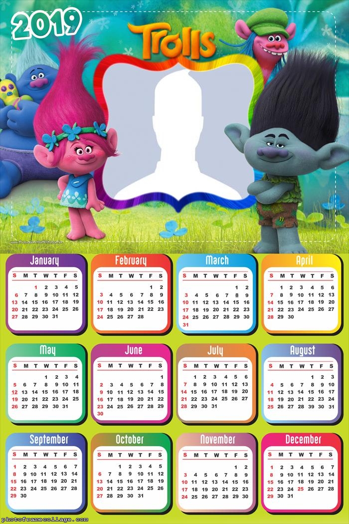 Trolls Characters Calendar 2019