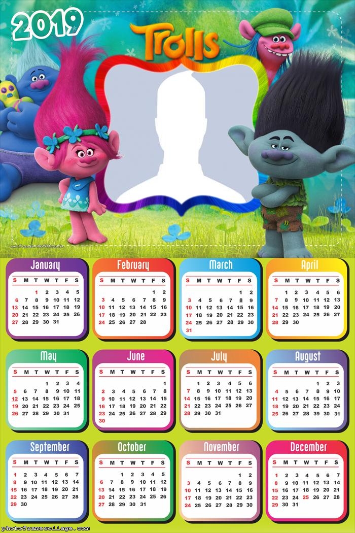 Trolls Characters Calendar 2019 Picture Frame