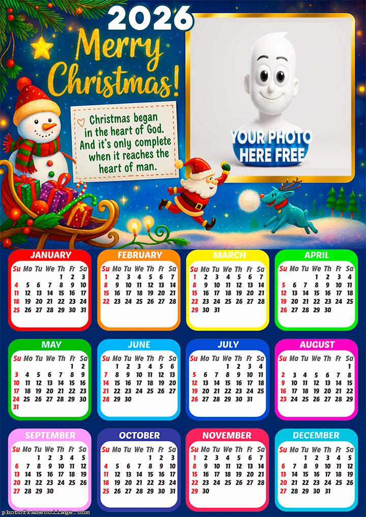 Calendar 2026 Christmas began in the heart of God