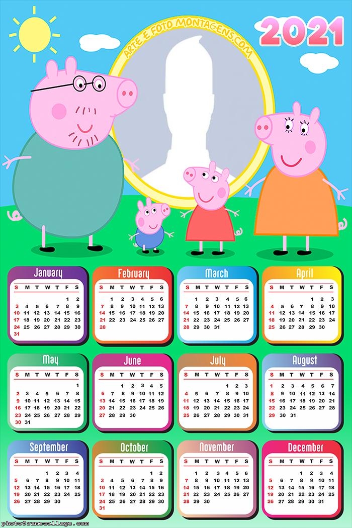 Calendar 2021 Peppa Pig Family