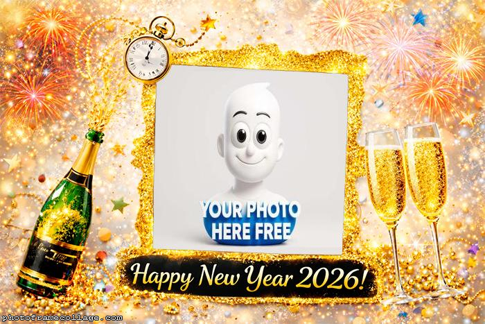 Happy New Year 2026 photo frame free