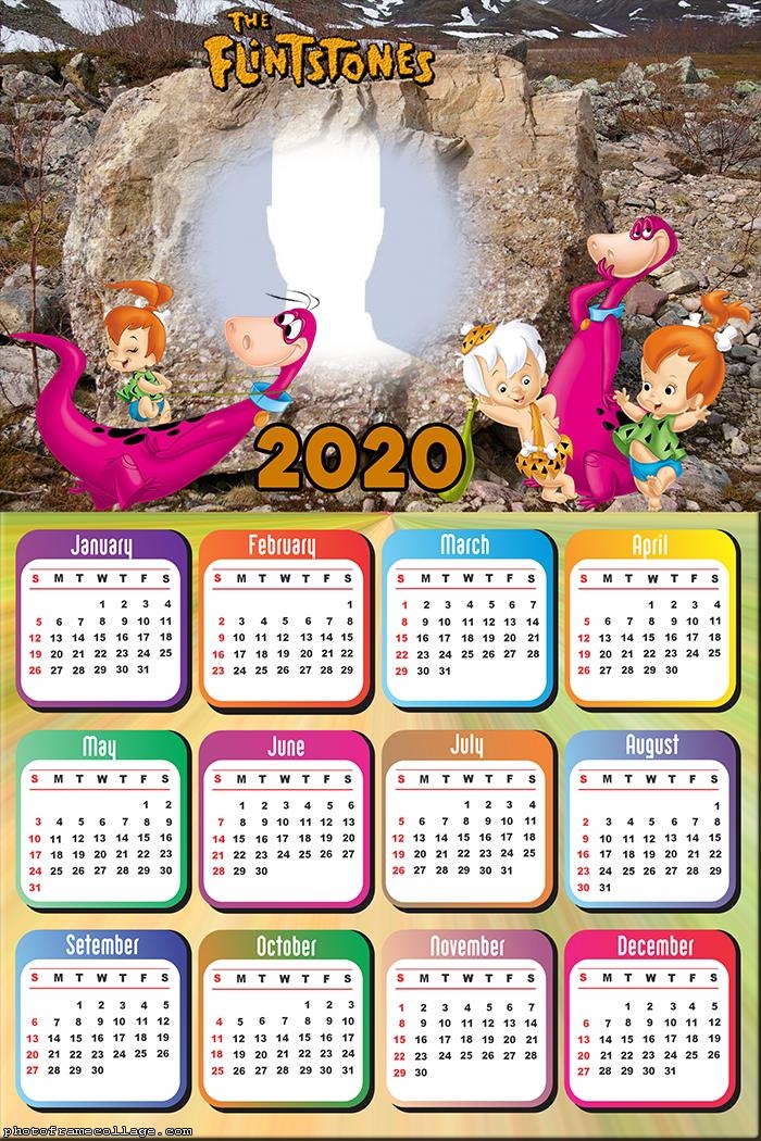 Calendar 2020 Dino Flintstones Photo Collage