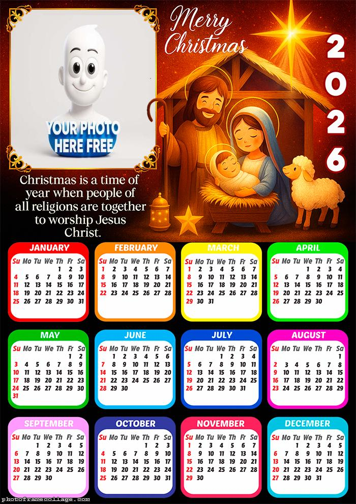 Calendar 2026 To Worship Jesus Christ Cristmas