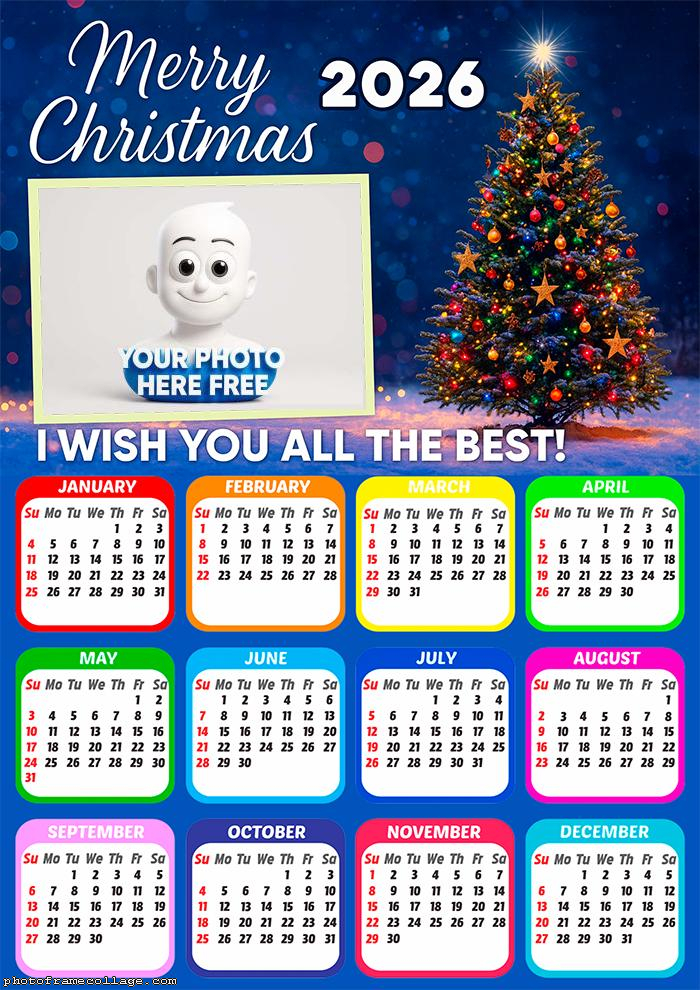 Calendar 2026 Merry Cristmas I Wish You All the Best