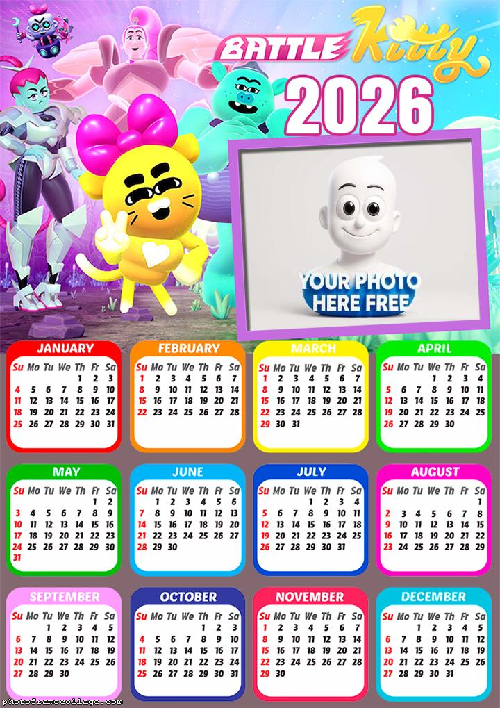 Calendar 2026 Battle Kitty Online Collage Creator