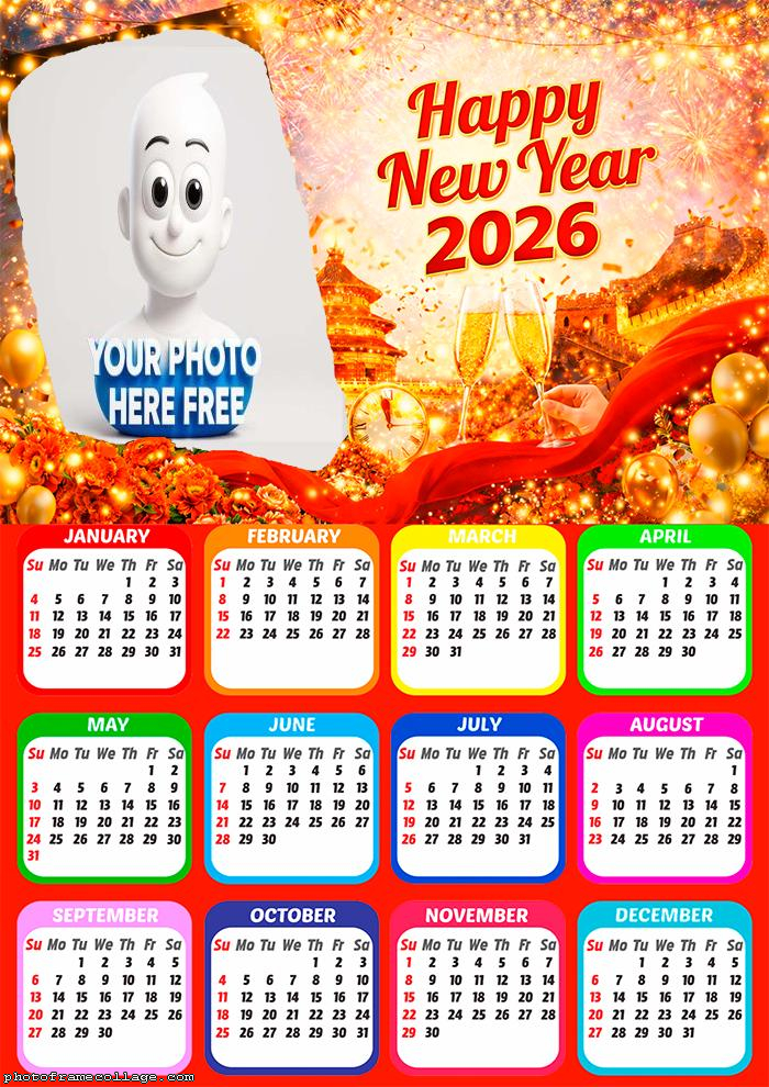 Calendar 2026 Custom photo frame New Year 2026