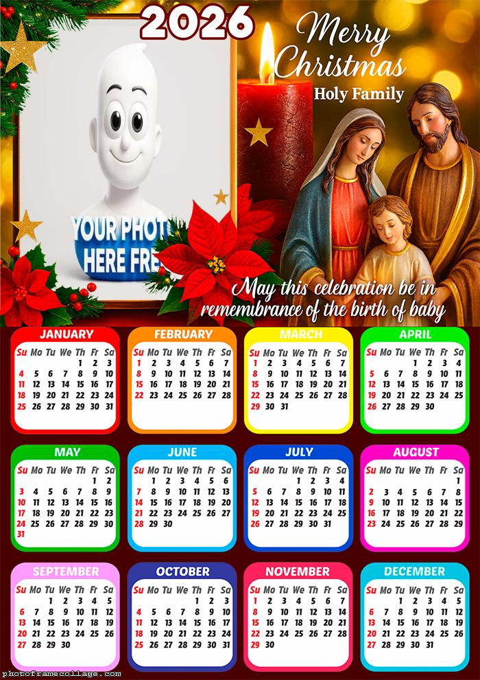 Calendar 2026 Merry Cristmas Holy Family