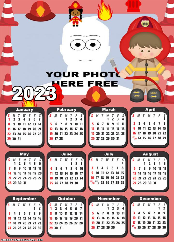 Calendar 2023 Firefighter Cute