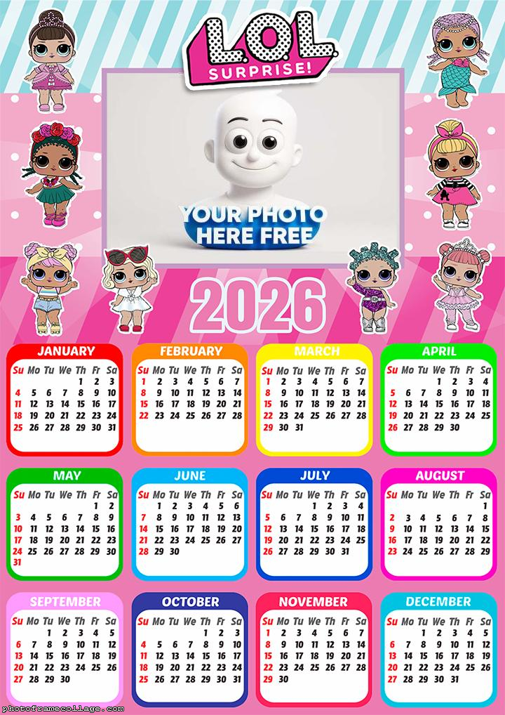 Calendar 2026 LOL Surprise Dolls Online Collage