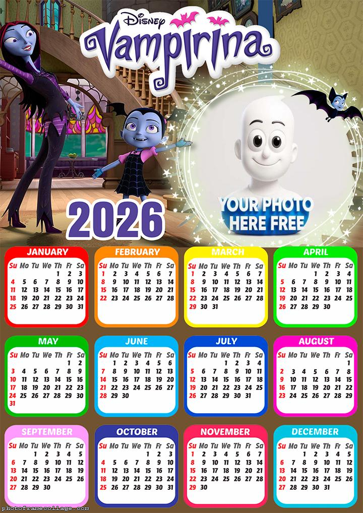 Calendar 2026 Vampirina Free Frames