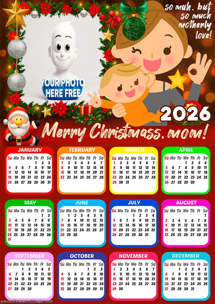 Calendar 2026 Mom Merry Christmas