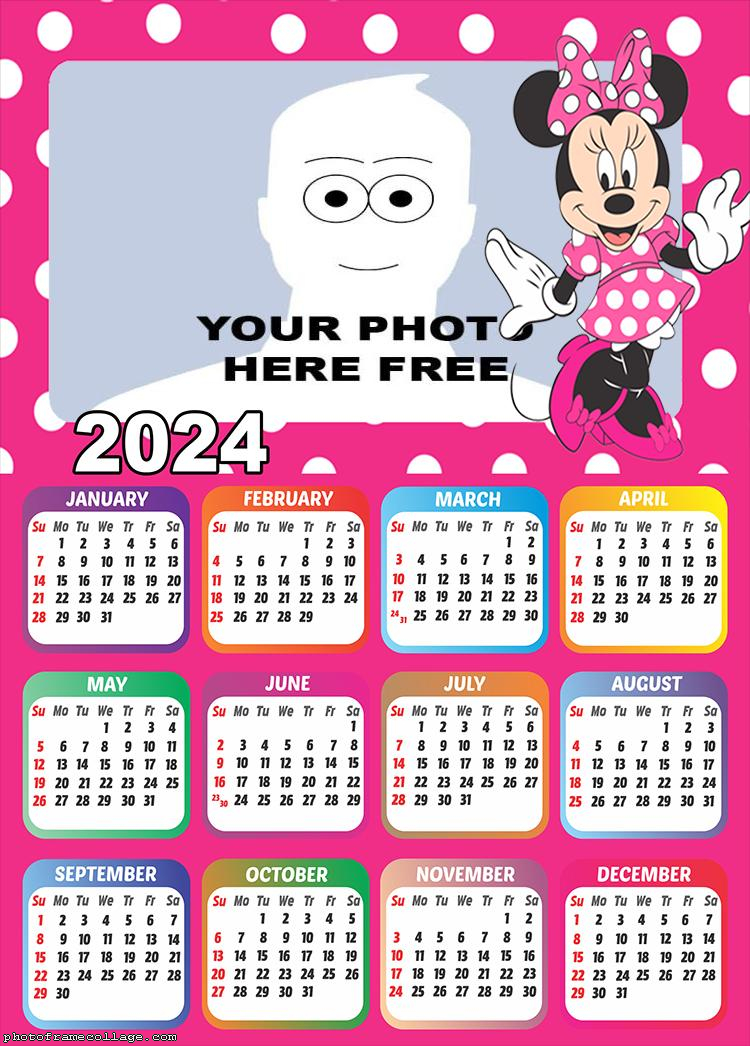 Calendar 2024 Minnie Pink Dress