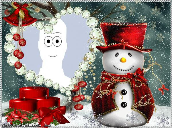 Christmas Snowman Photo Collage Frame