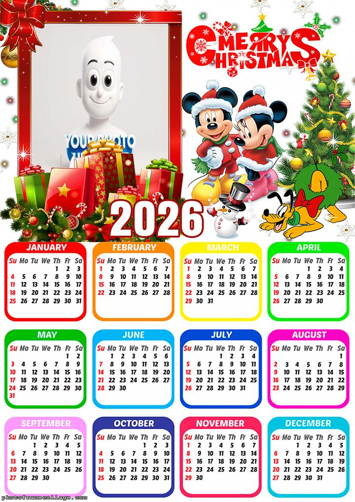Calendar 2026 Merry Christmas Minnie Picture Frame
