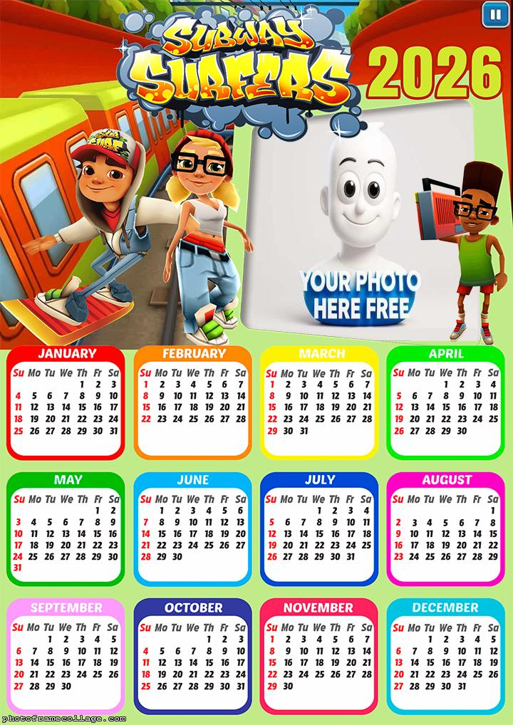 Calendar 2026 Subway Surfers Photo Montage Online