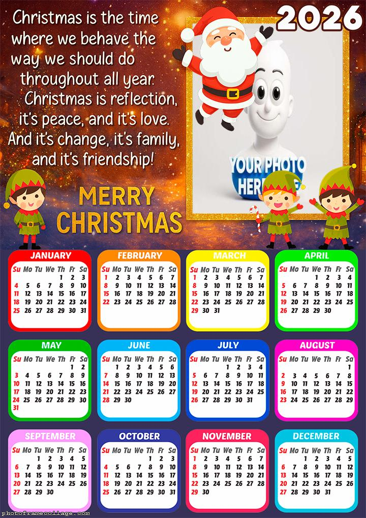 Calendar 2026 Christmas is the Time Photo Frame