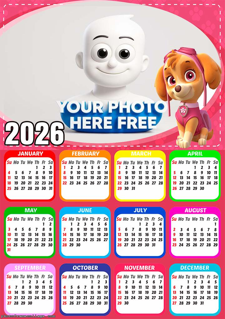 Calendar 2026 PAW Patrol Skye
