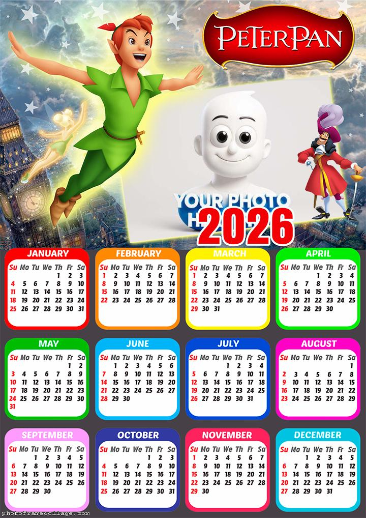 Calendar 2026 Peter Pan Online Collage Creator