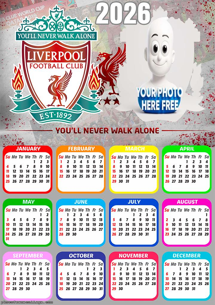 Calendar 2026 Liverpool Football Club Frame