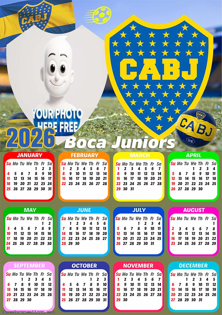 Calendar 2026 Boca Juniors Photo Montage Online