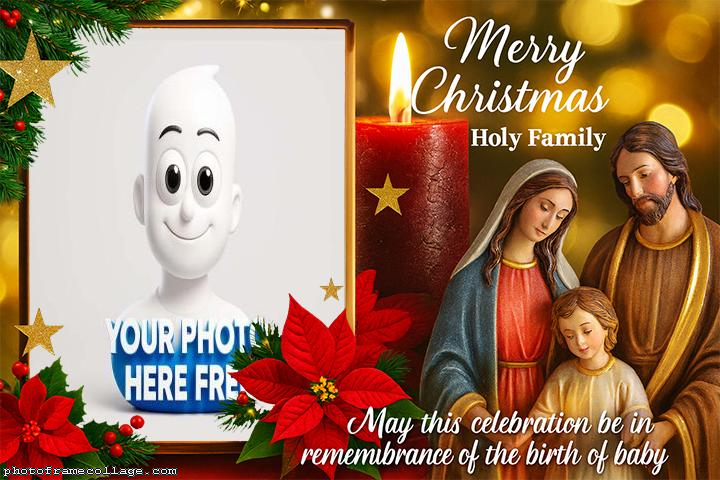 Merry Cristmas Holy Family 3D photo frame online