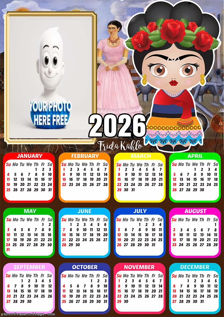 Calendar 2026 Frida Kahlo Photo Collage Templates