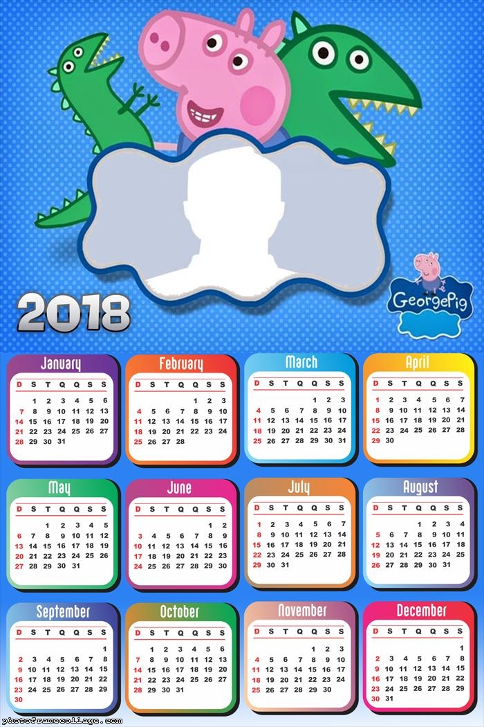 Calendar 2018 George Peppa Pig