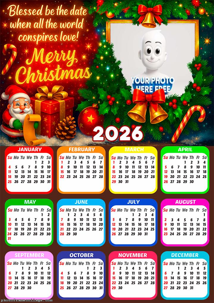 Calendar 2026 Conspires Love Merry Christmas