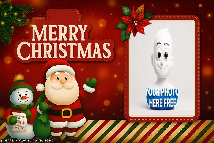 Santa Claus Sings a Christmas minimalist collage