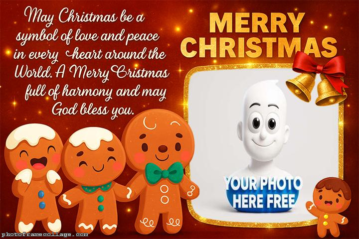 Simbol of Love and Peace Merry Christmas create photo collage