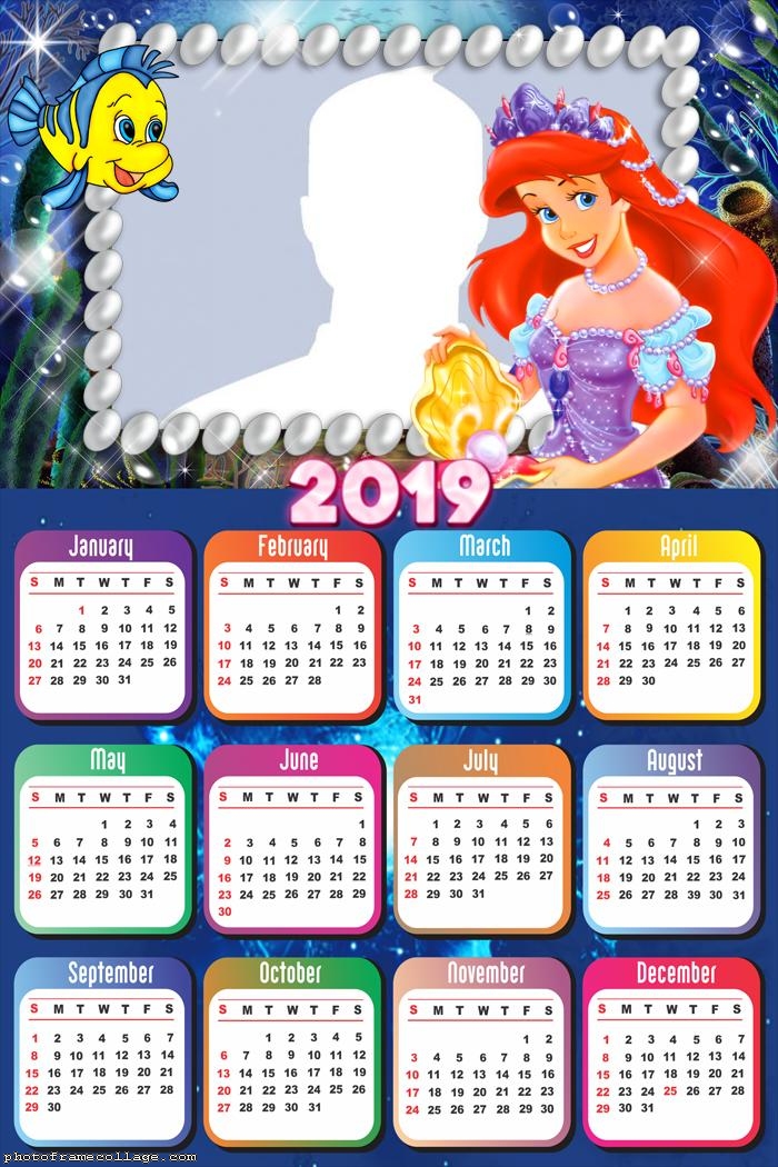 Little Mermaid Characters Calendar 2019