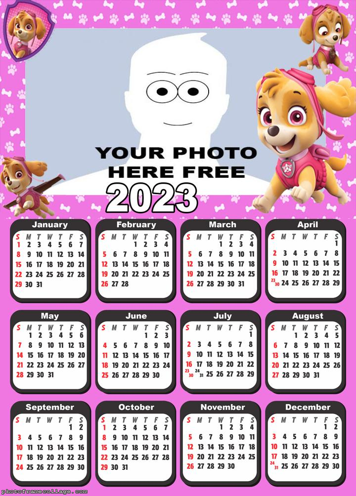 Calendar 2023 Skye Paw Patrol