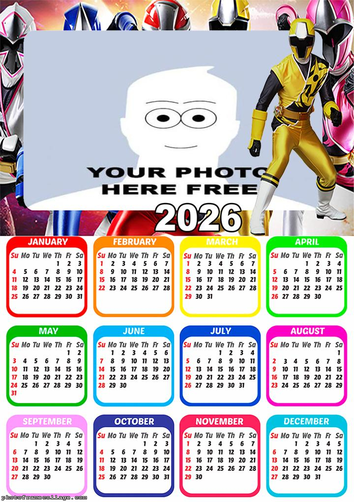 Calendar 2026 Power Rangers Ninja Steel
