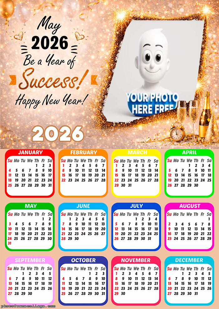 Calendar 2026 New Year memories collage 2026 Success