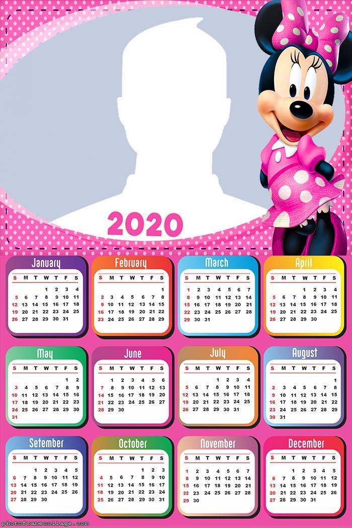 Minnie Mouse Pink Calendar 2020