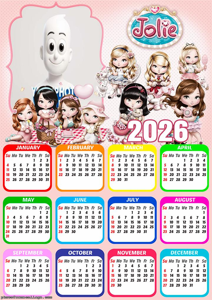 Calendar 2026 Jolie Custom Photo Collage