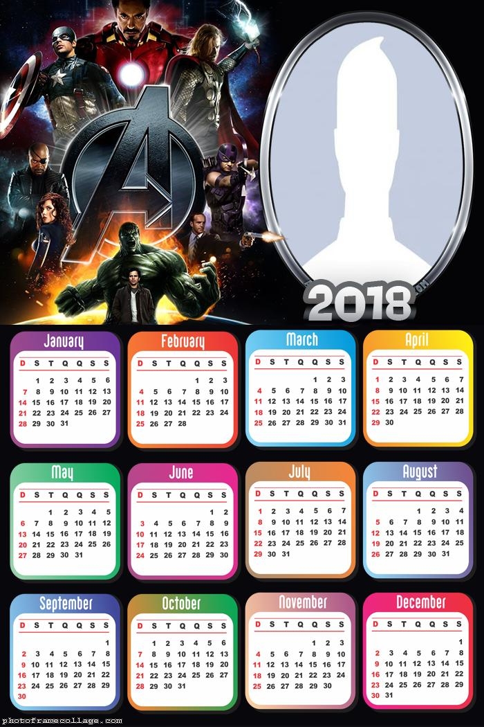 Calendar 2018 Avengers