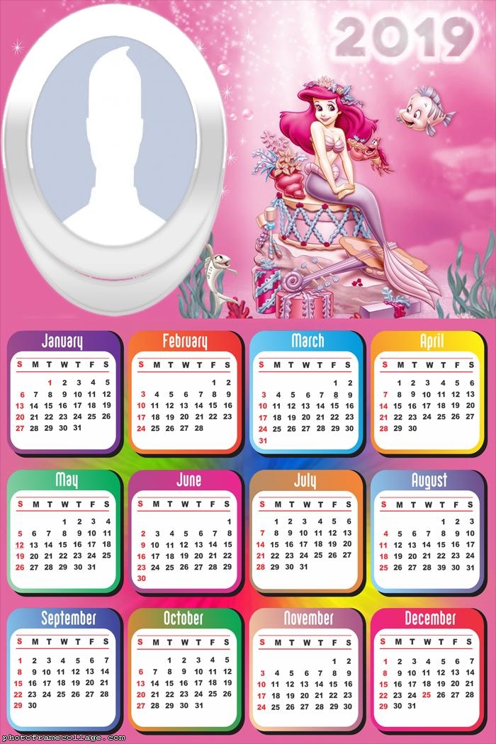 Mermaid Ariel Calendar 2019 Photo Montage