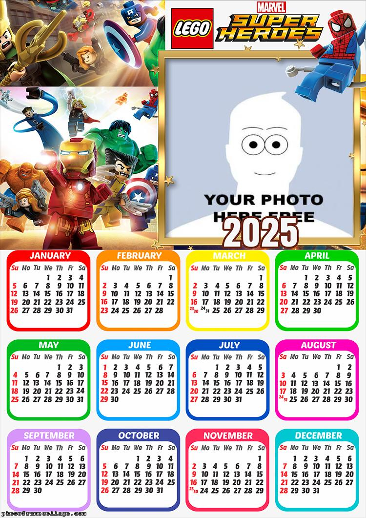 Calendar 2025 Lego Marvel Herdes Picture Frame