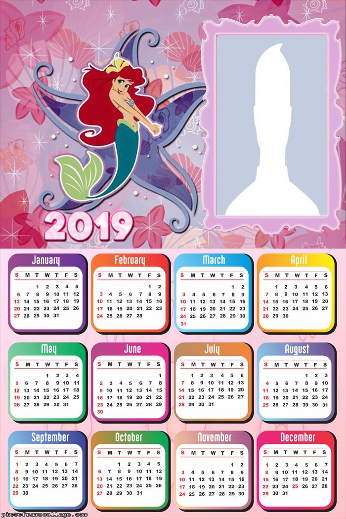 Ariel Mermaid Calendar 2019
