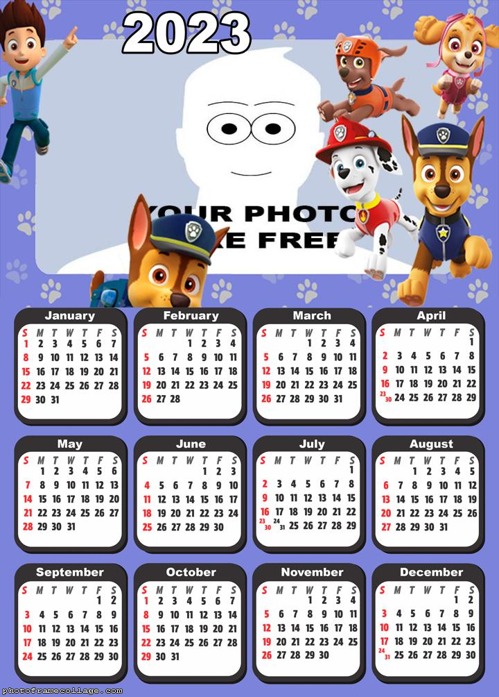 Calendar 2023 Paw Patrol