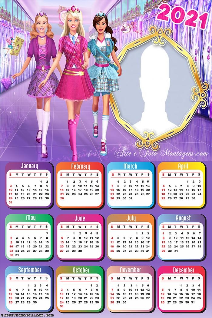 Calendar 2021 Barbie Princess Charm School