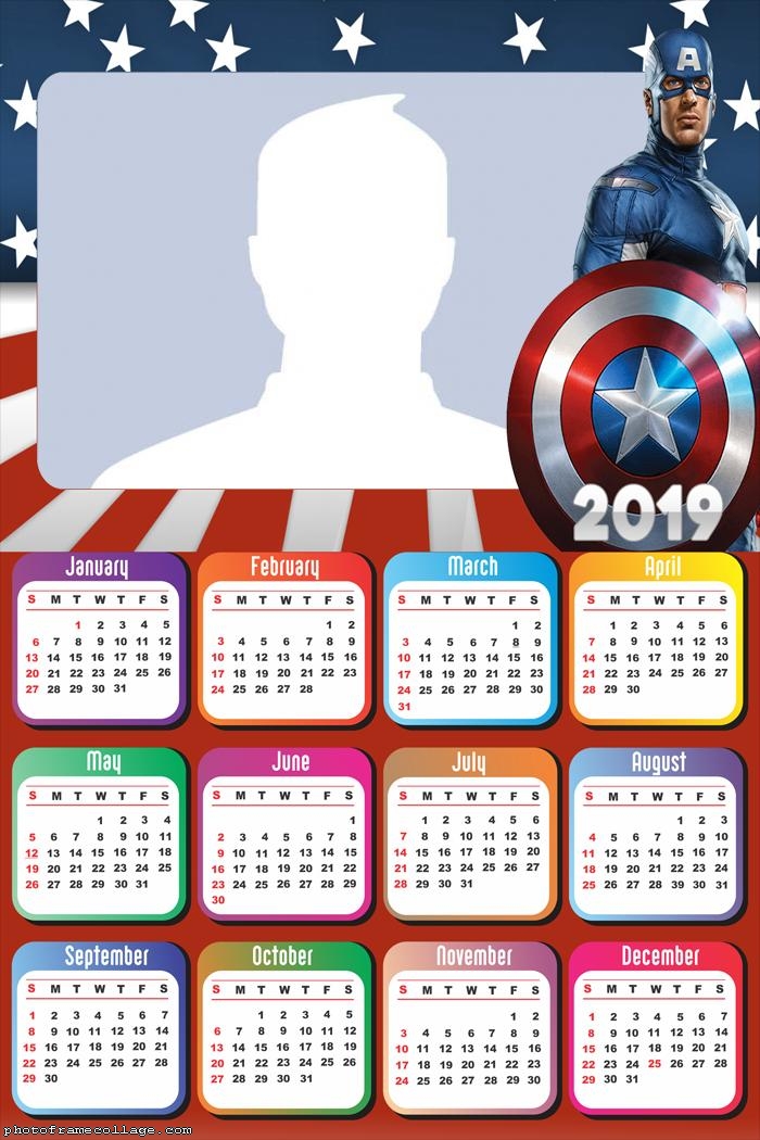 Captain America Movie Calendar 2019