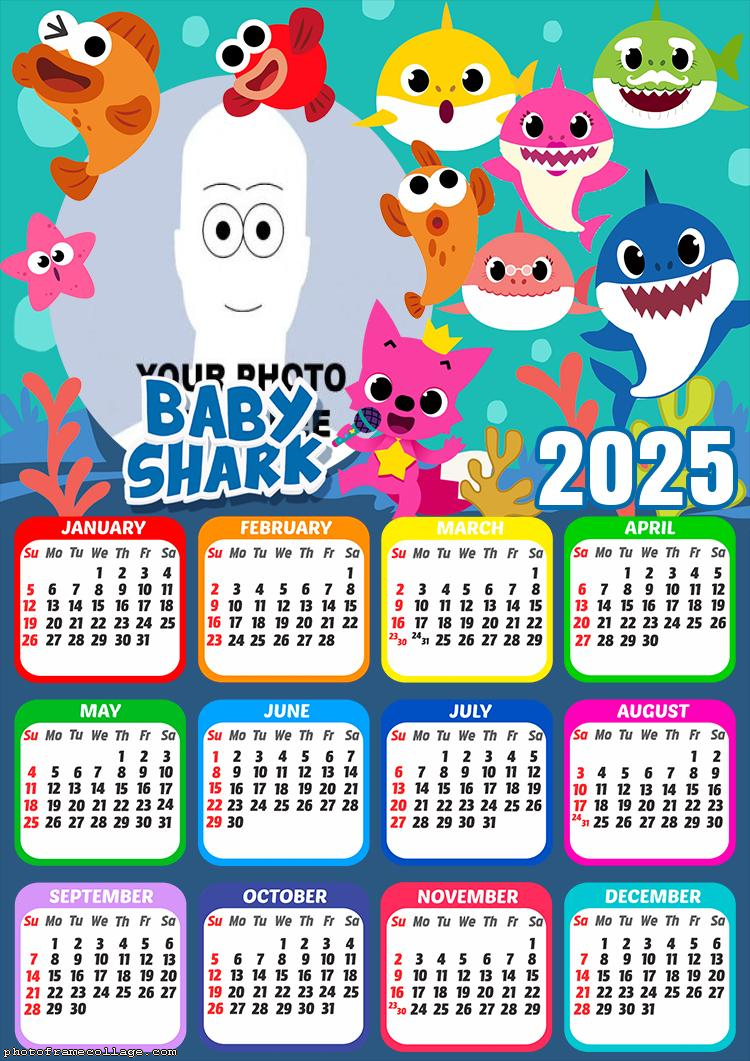 Calendar 2025 Baby Shark Toys Photo Frame